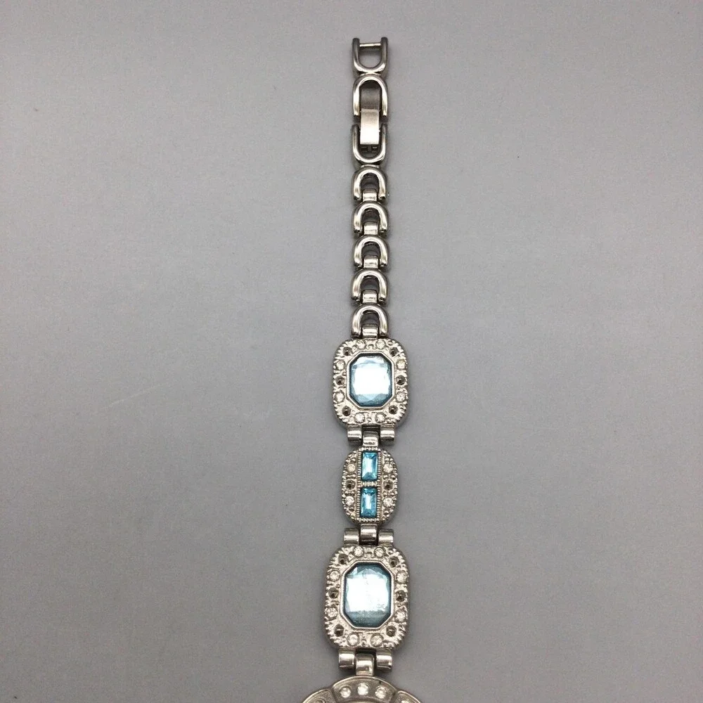 Gruen Womens Watch 21mm Mother Of Pearl Dial Blue Crystal New Battery 8